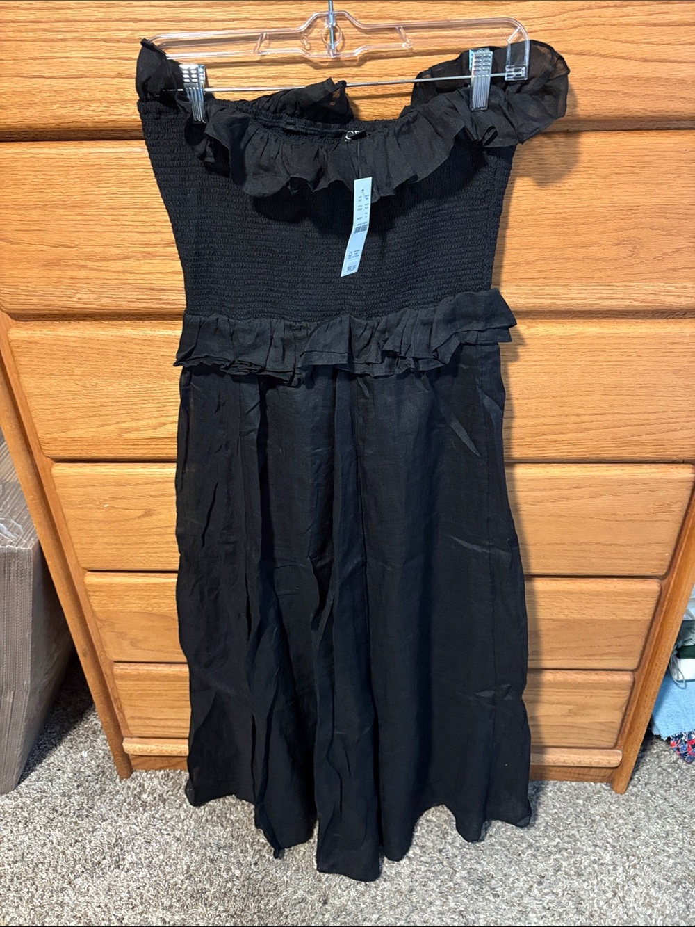 J. Crew Black Ruffle Off-Shoulder Women’s Dress